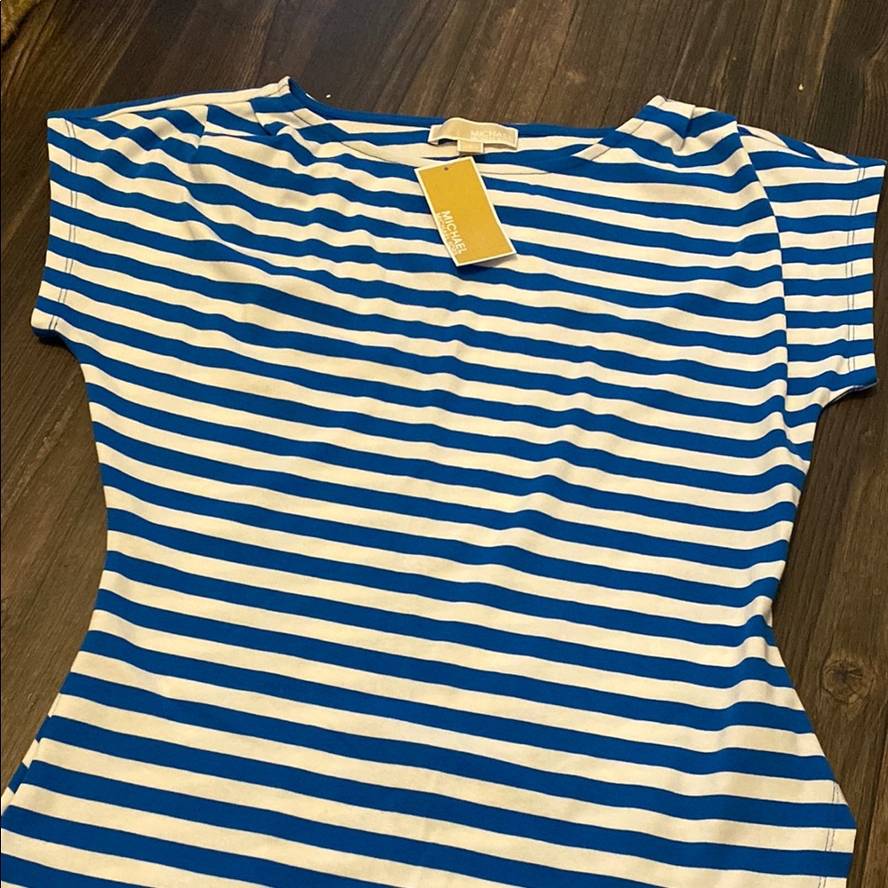 Blue and White Striped Women's Top